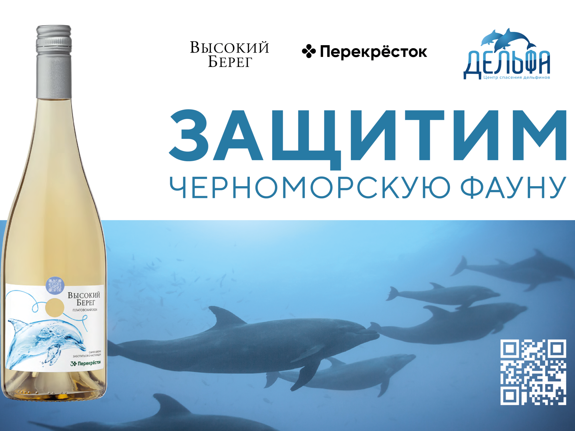 Винодельня и торговая сеть запускают благотворительную эко-кампанию в поддержку дельфинов Черного моря.